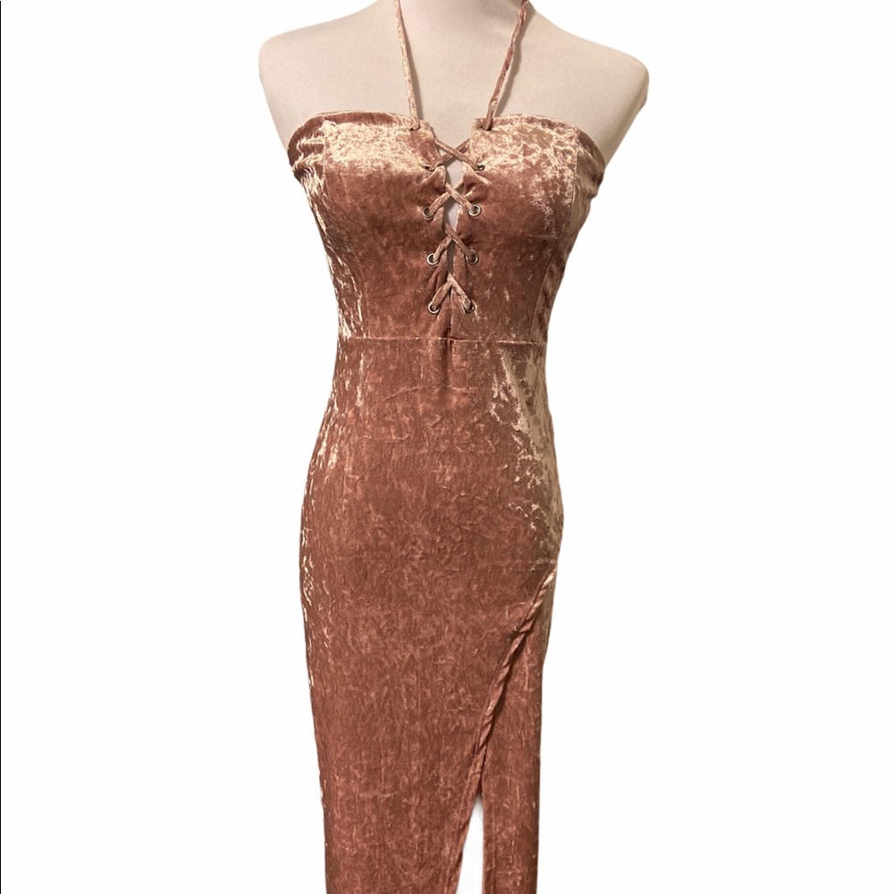 Charlotte Russe Pink Crushed velvet dress, M